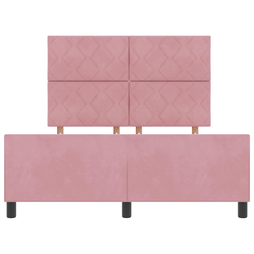 Letto a molle con testiera Rosa 140 x 200 cm Velluto | homemem39