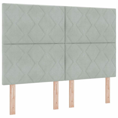 Letto a molle con testiera Grigio chiaro 160 x 200 cm Velluto | homemem39