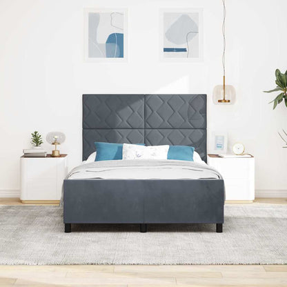 Letto a molle con testiera Grigio scuro 160 x 200 cm Velluto | homemem39