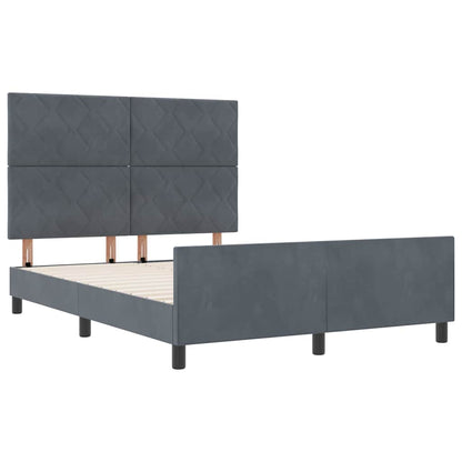 Letto a molle con testiera Grigio scuro 160 x 200 cm Velluto | homemem39