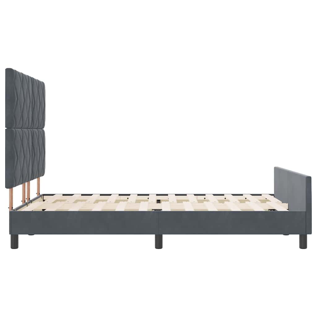 Letto a molle con testiera Grigio scuro 160 x 200 cm Velluto | homemem39