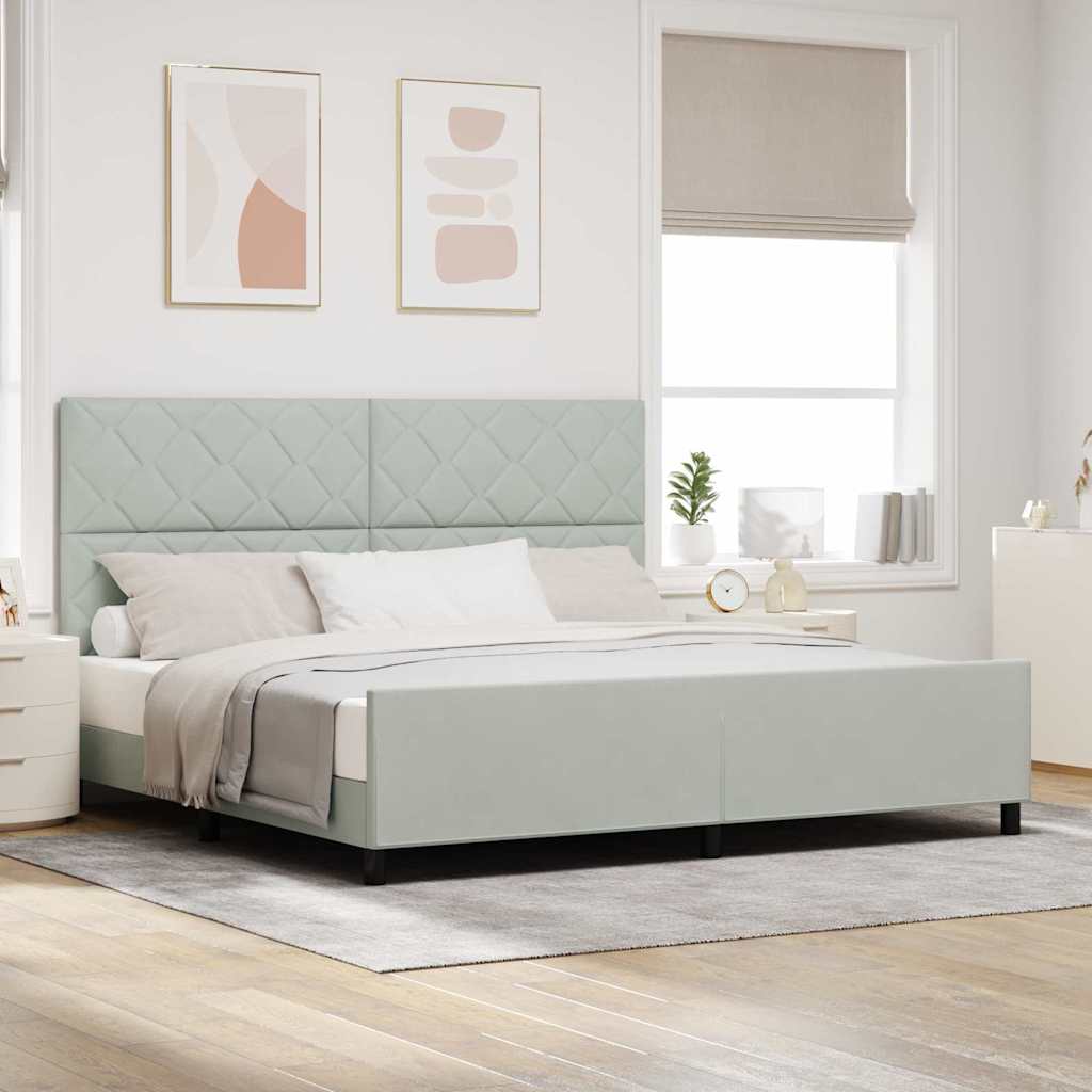 Struttura del letto Grigio chiaro 200 x 200 cm Velluto - homemem39