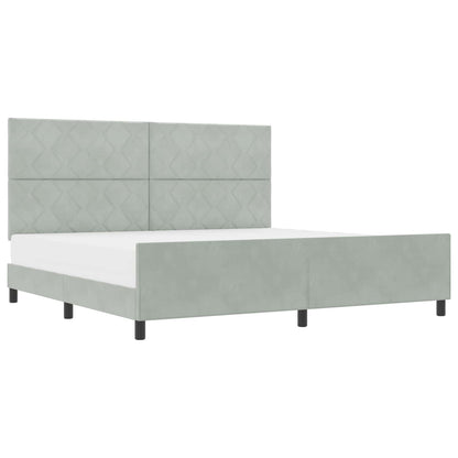 Letto a molle con testiera Grigio chiaro 200 x 200 cm Velluto
