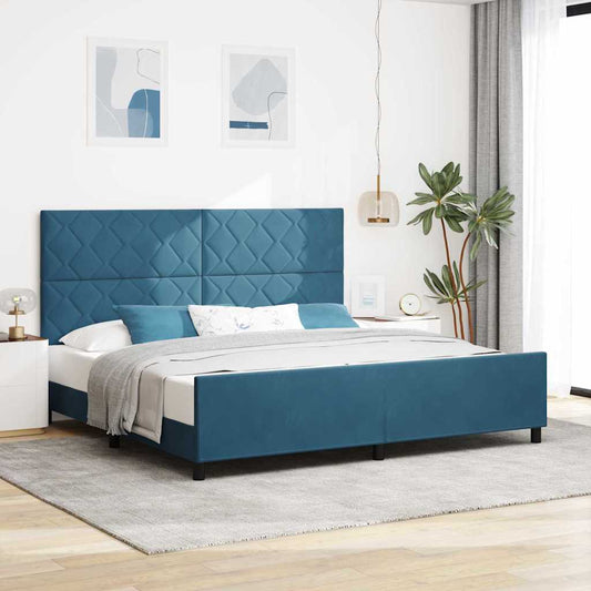Letto a molle con testiera Blu Scuro 200 x 200 cm Velluto | homemem39