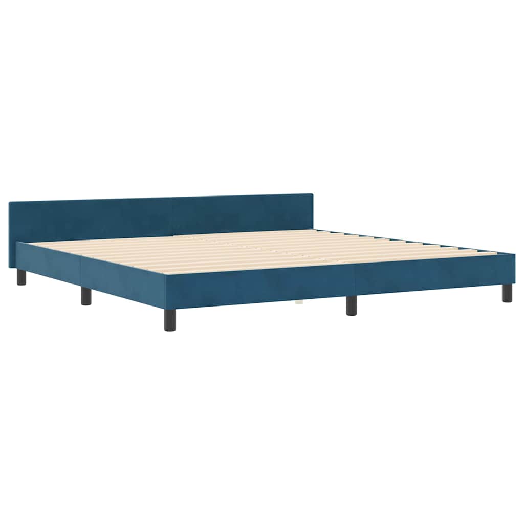 Letto a molle con testiera Blu Scuro 200 x 200 cm Velluto | homemem39
