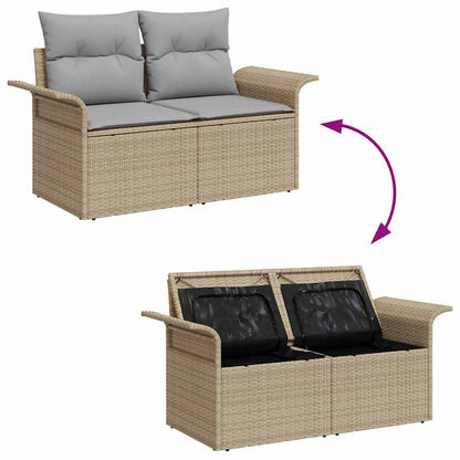 Set Divano da Giardino con cuscino 3 pcs Beige Poly Rattan | homemem39