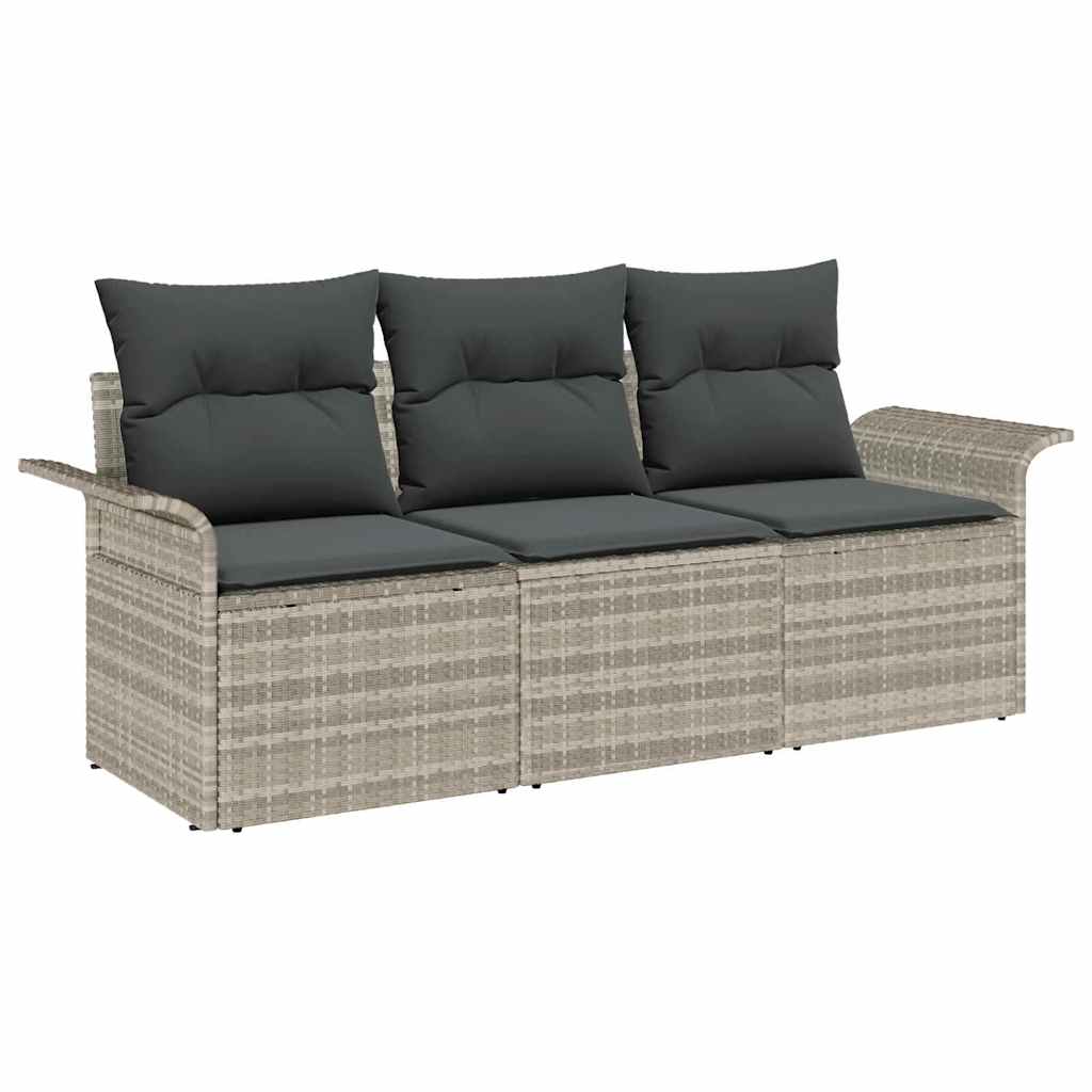 Set Divano da Giardino 3 pcs Grigio chiaro Poly Rattan | homemem39