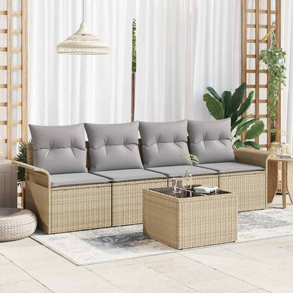 Set Divano da Giardino 5 pcs Beige e grigio polyrattan | homemem39