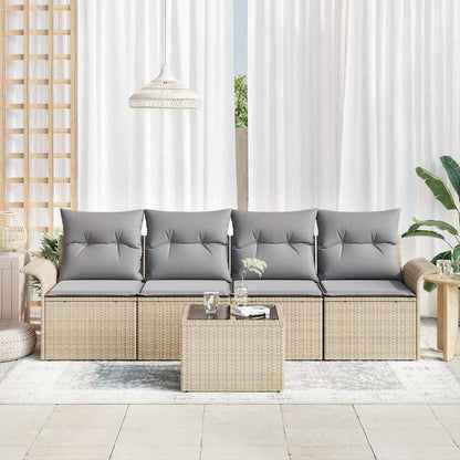 Set Divano da Giardino 5 pcs Beige e grigio polyrattan | homemem39