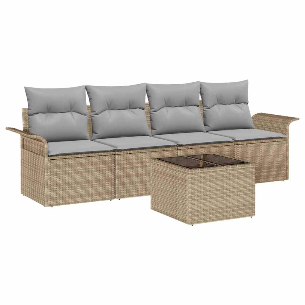 Set Divano da Giardino 5 pcs Beige e grigio polyrattan | homemem39