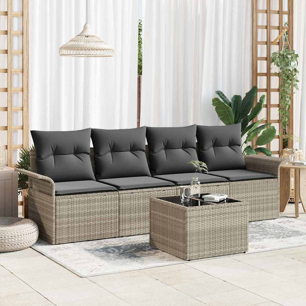 Set Divano da Giardino 5 pcs Grigio chiaro e grigio scuro | homemem39