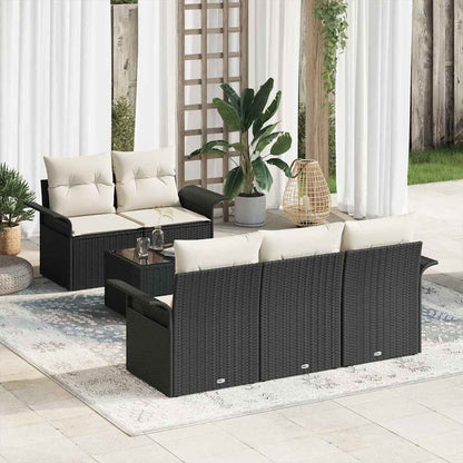 Set Divano da Giardino 6 pcs Nero e Crema 55 x 55 x 37 cm | homemem39