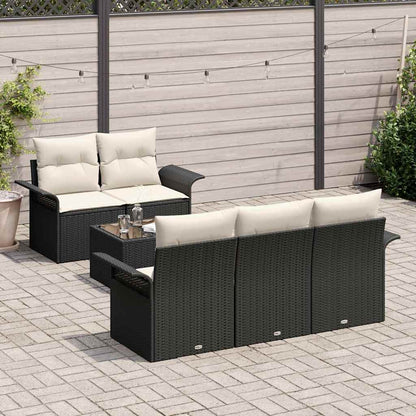 Set Divano da Giardino 6 pcs Nero e Crema 55 x 55 x 37 cm | homemem39