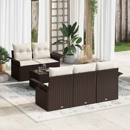 Set Divano da Giardino 6 pcs Marrone e Crema 55 x 55 x 37 cm | homemem39