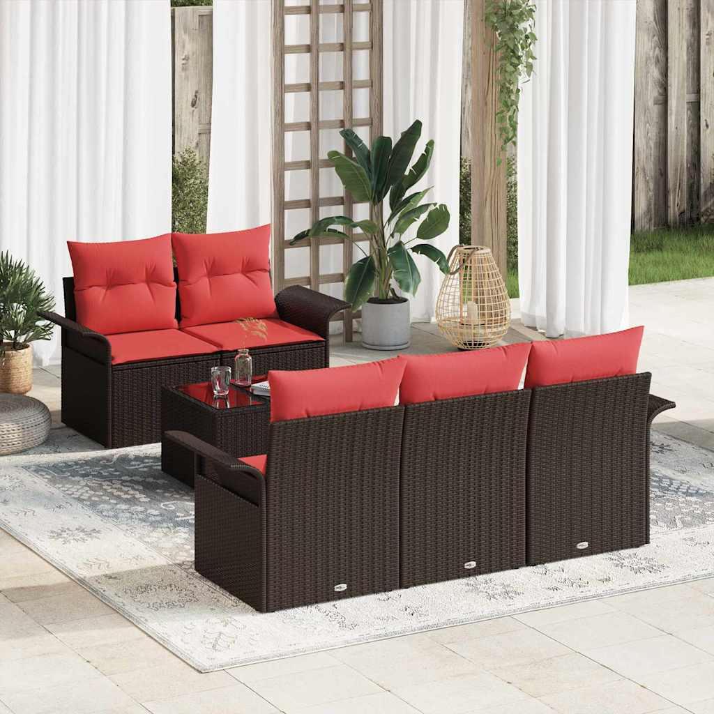 Set Divano da Giardino 6 pcs Beige e Rosso polyrattan | homemem39