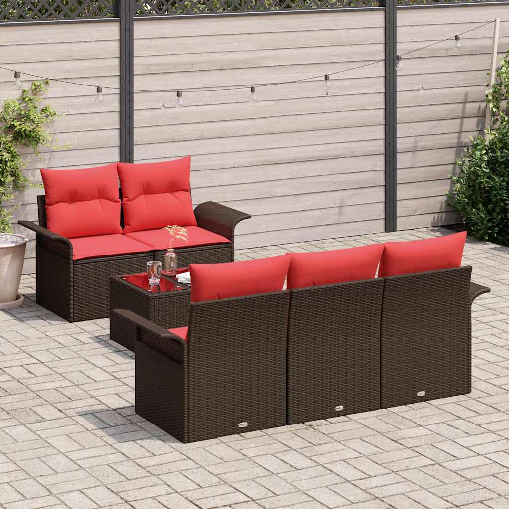 Set Divano da Giardino 6 pcs Beige e Rosso polyrattan | homemem39