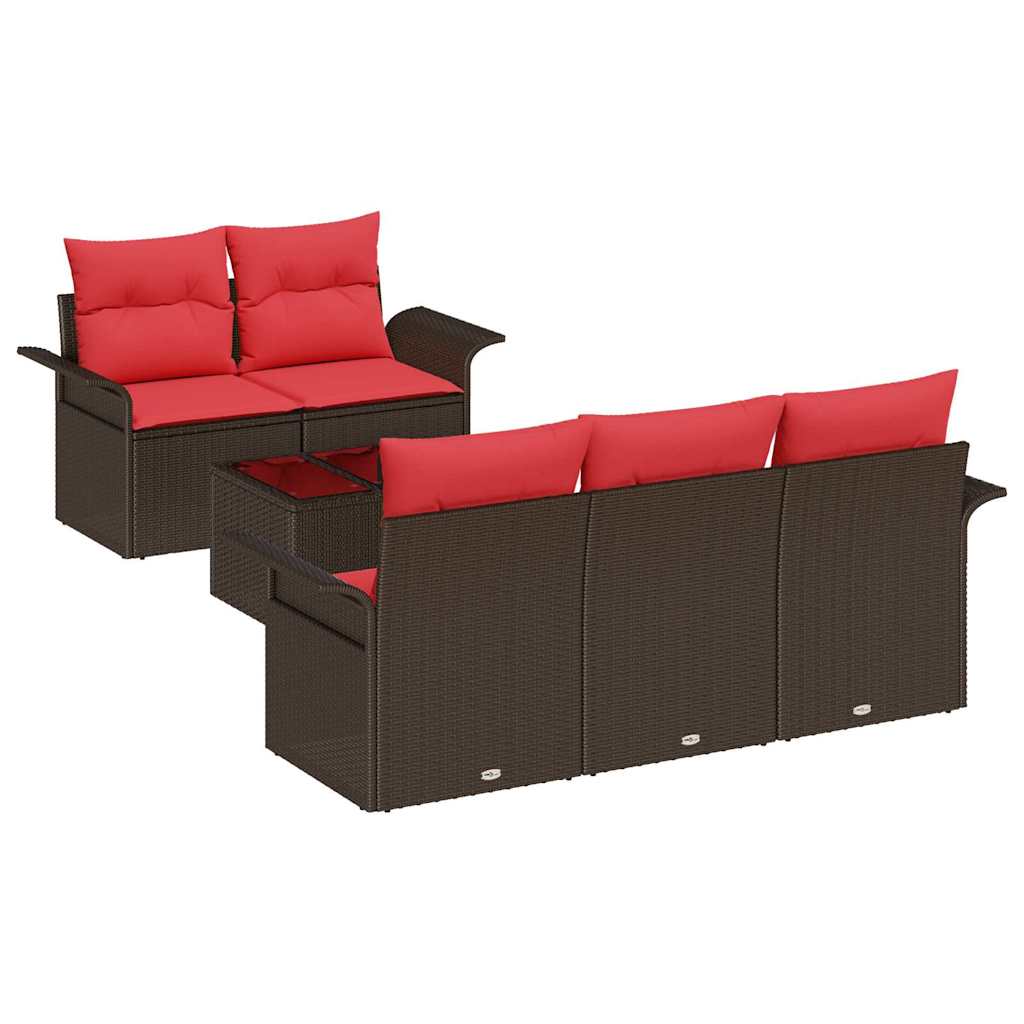 Set Divano da Giardino 6 pcs Beige e Rosso polyrattan | homemem39