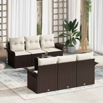 Set Divano da Giardino 7 pcs Marrone e Crema polyrattan