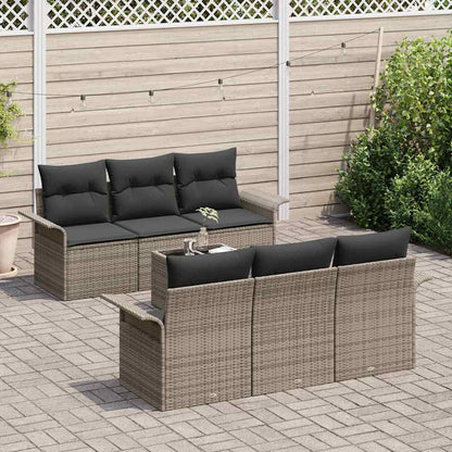 Set Divano da Giardino con cuscino 7 pcs Grigio polyrattan