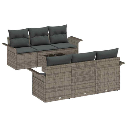 Set Divano da Giardino con cuscino 7 pcs Grigio polyrattan