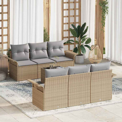 Set Divano da Giardino 7 pcs Beige e grigio polyrattan | homemem39
