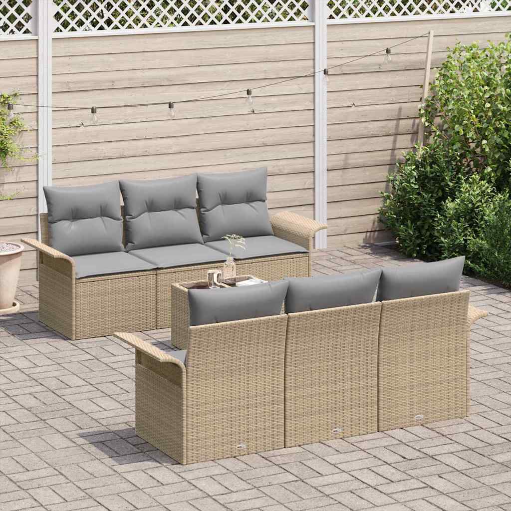 Set Divano da Giardino 7 pcs Beige e grigio polyrattan | homemem39