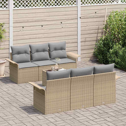 Set Divano da Giardino 7 pcs Beige e grigio polyrattan | homemem39