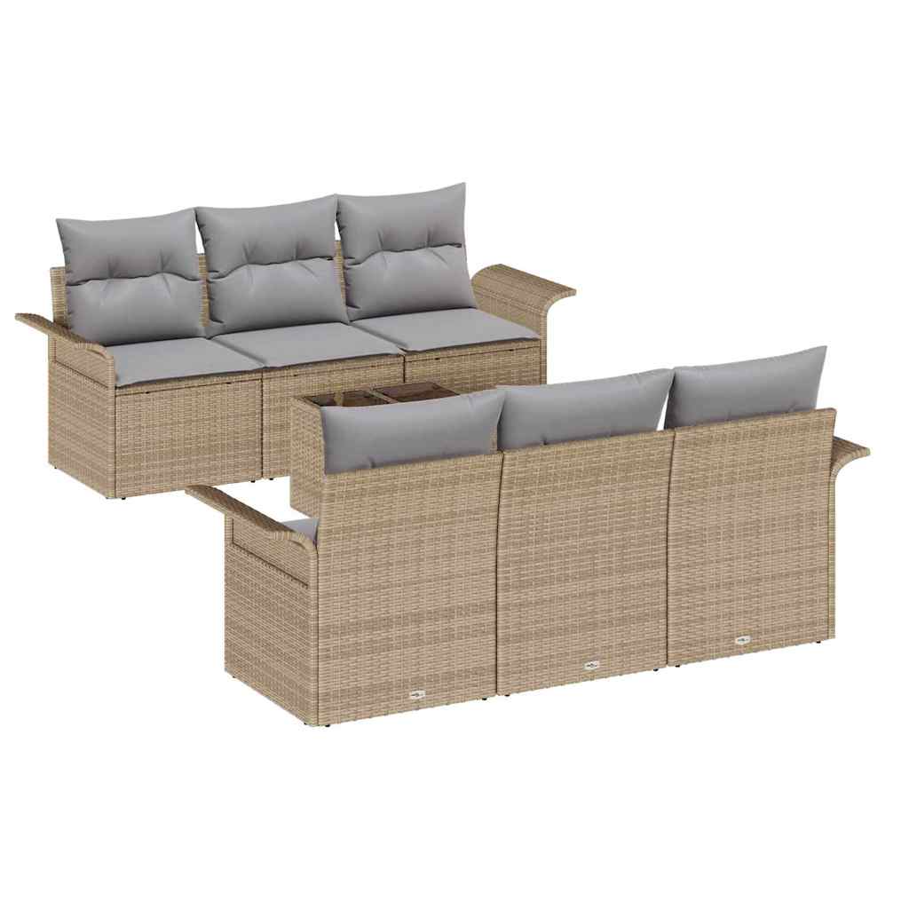Set Divano da Giardino 7 pcs Beige e grigio polyrattan | homemem39