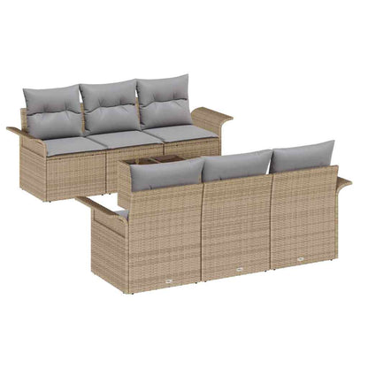 Set Divano da Giardino 7 pcs Beige e grigio polyrattan | homemem39
