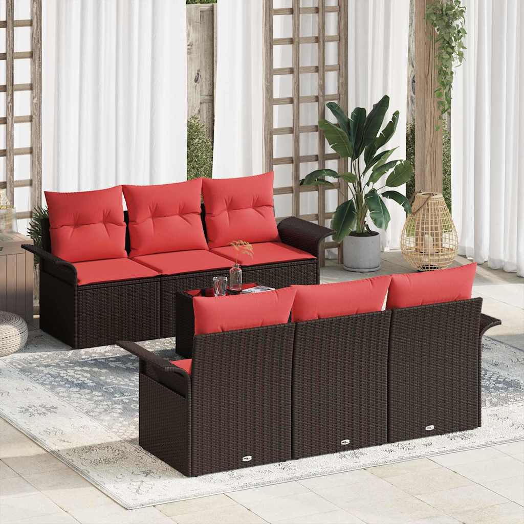 Set Divano da Giardino con cuscino 7 pcs Beige Rosso | homemem39