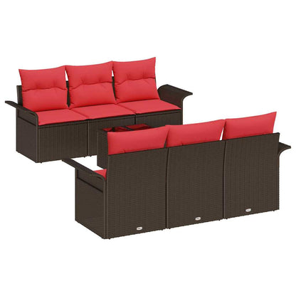 Set Divano da Giardino con cuscino 7 pcs Beige Rosso | homemem39
