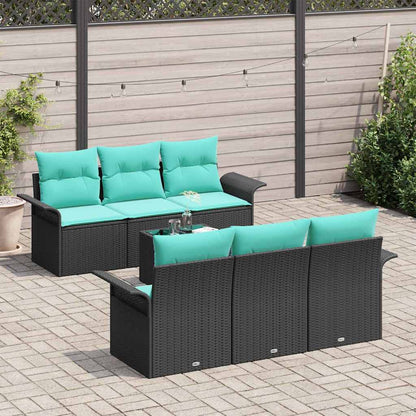 Set Divano da Giardino con cuscino 7 pcs Nero e Turchese | homemem39