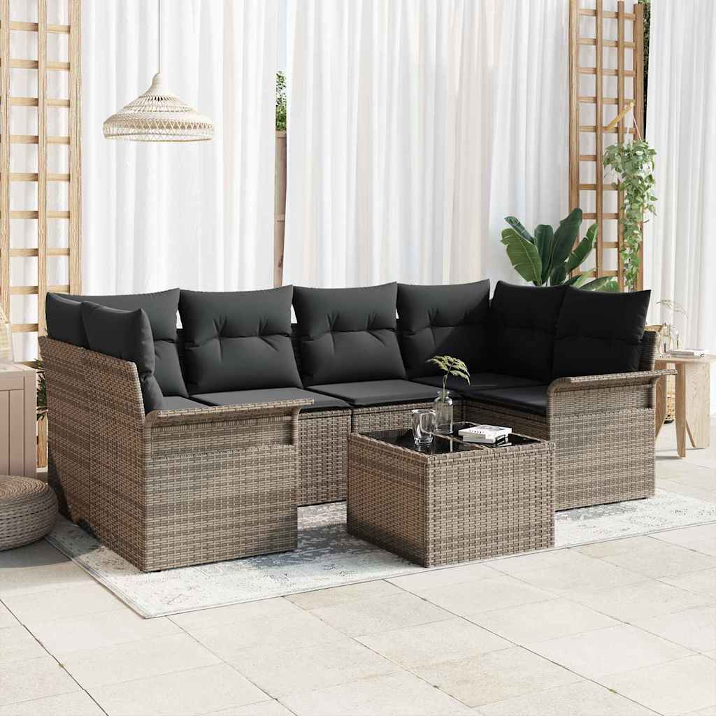 Set Divano da Giardino 7 pcs Grigio 55 x 55 x 37 cm polyrattan | homemem39