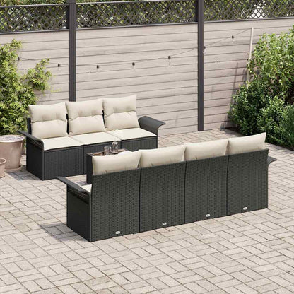 Set Divano da Giardino 8 pcs Nero e Crema polyrattan | homemem39
