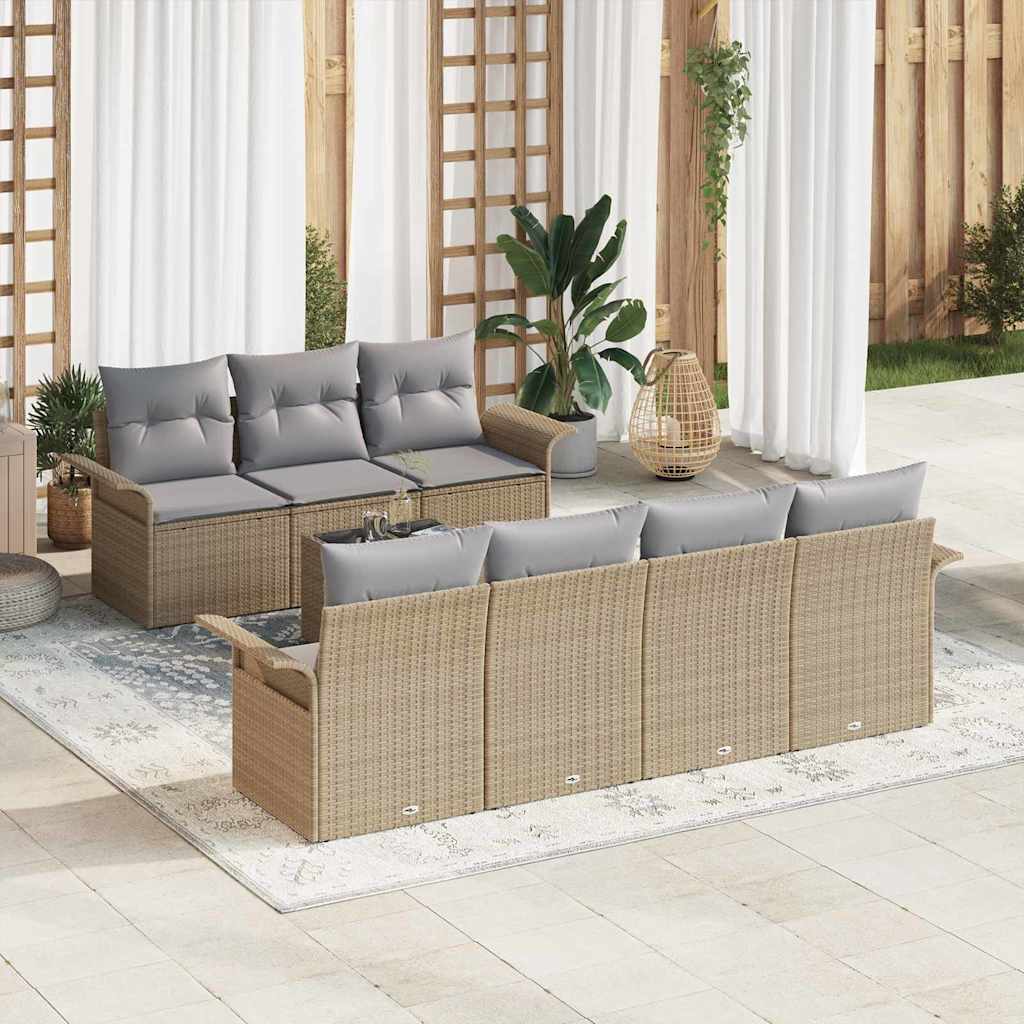 Set Divano da Giardino 8 pcs Beige e grigio polyrattan | homemem39