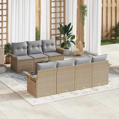 Set Divano da Giardino 8 pcs Beige e grigio polyrattan | homemem39