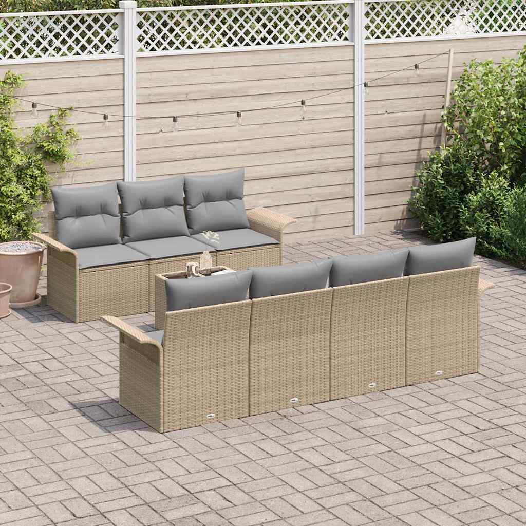 Set Divano da Giardino 8 pcs Beige e grigio polyrattan | homemem39