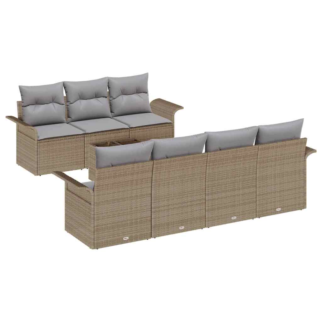 Set Divano da Giardino 8 pcs Beige e grigio polyrattan | homemem39