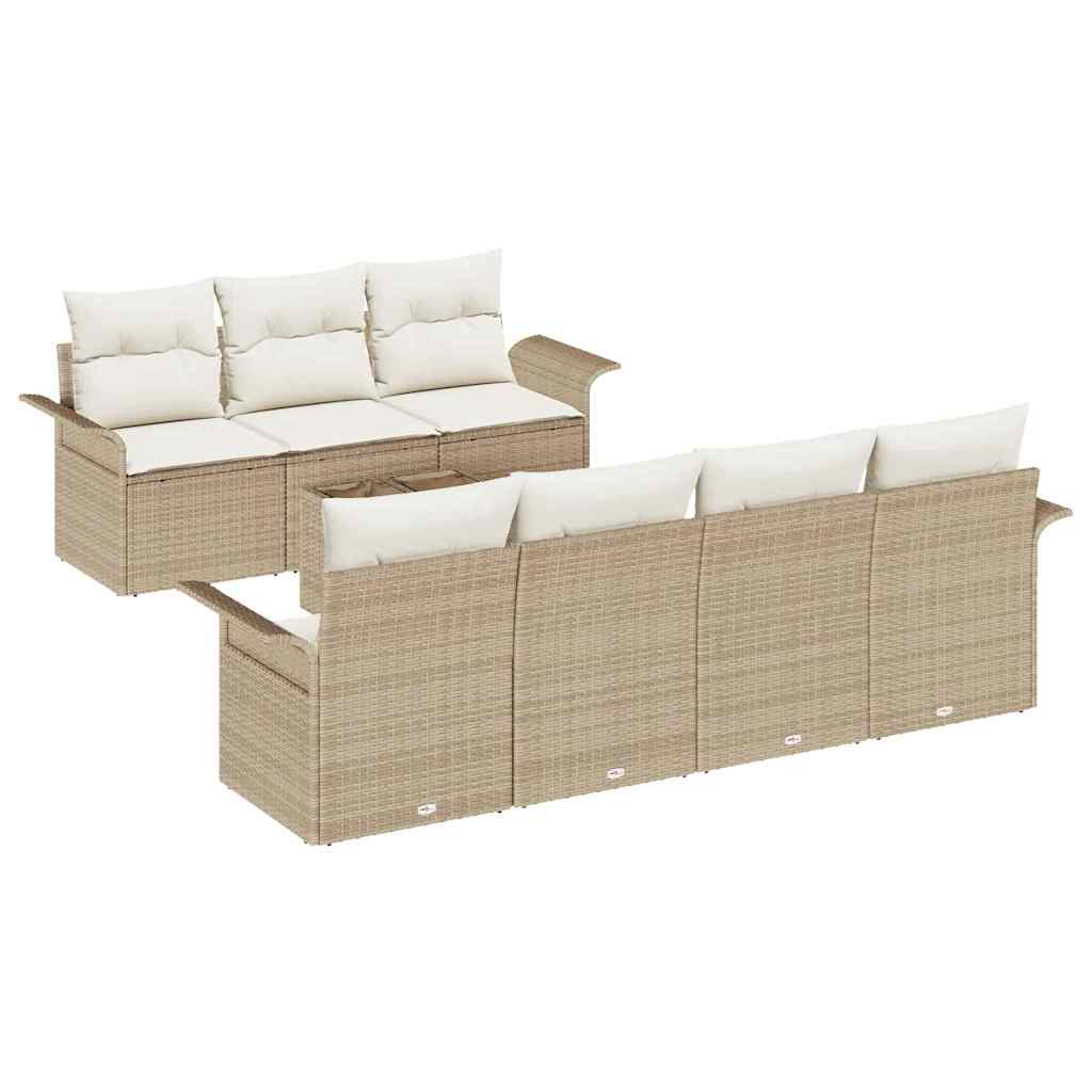 Set Divano da Giardino 8 pcs Beige e Crema polyrattan | homemem39