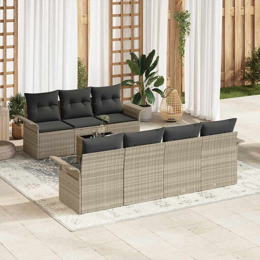 Set Divano da Giardino 8 pcs Grigio chiaro e grigio scuro