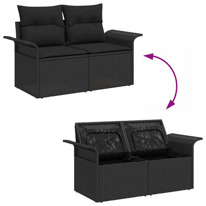 Set Divano da Giardino con cuscino 8 pcs Nero polyrattan | homemem39