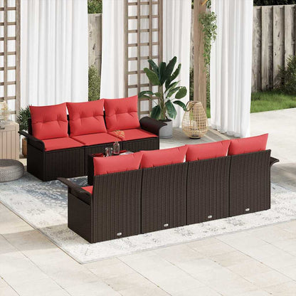 Set Divano da Giardino 8 pcs Beige e Rosso polyrattan | homemem39