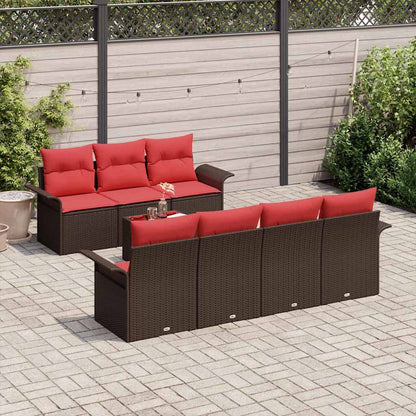 Set Divano da Giardino 8 pcs Beige e Rosso polyrattan | homemem39