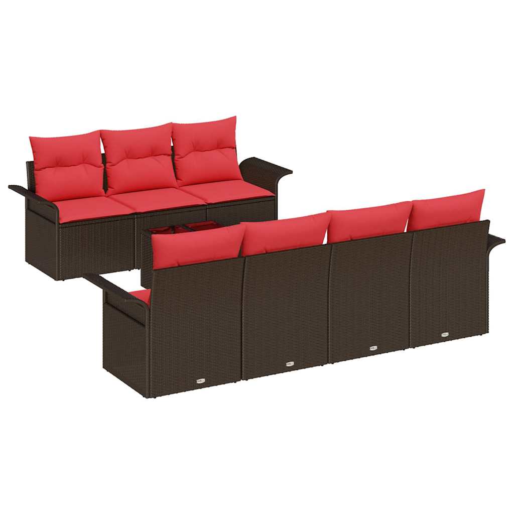 Set Divano da Giardino 8 pcs Beige e Rosso polyrattan | homemem39