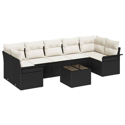 Set Divano da Giardino 8 pcs Nero e Crema polyrattan | homemem39