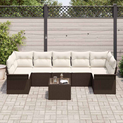 Set Divano da Giardino 8 pcs Marrone e Crema polyrattan | homemem39