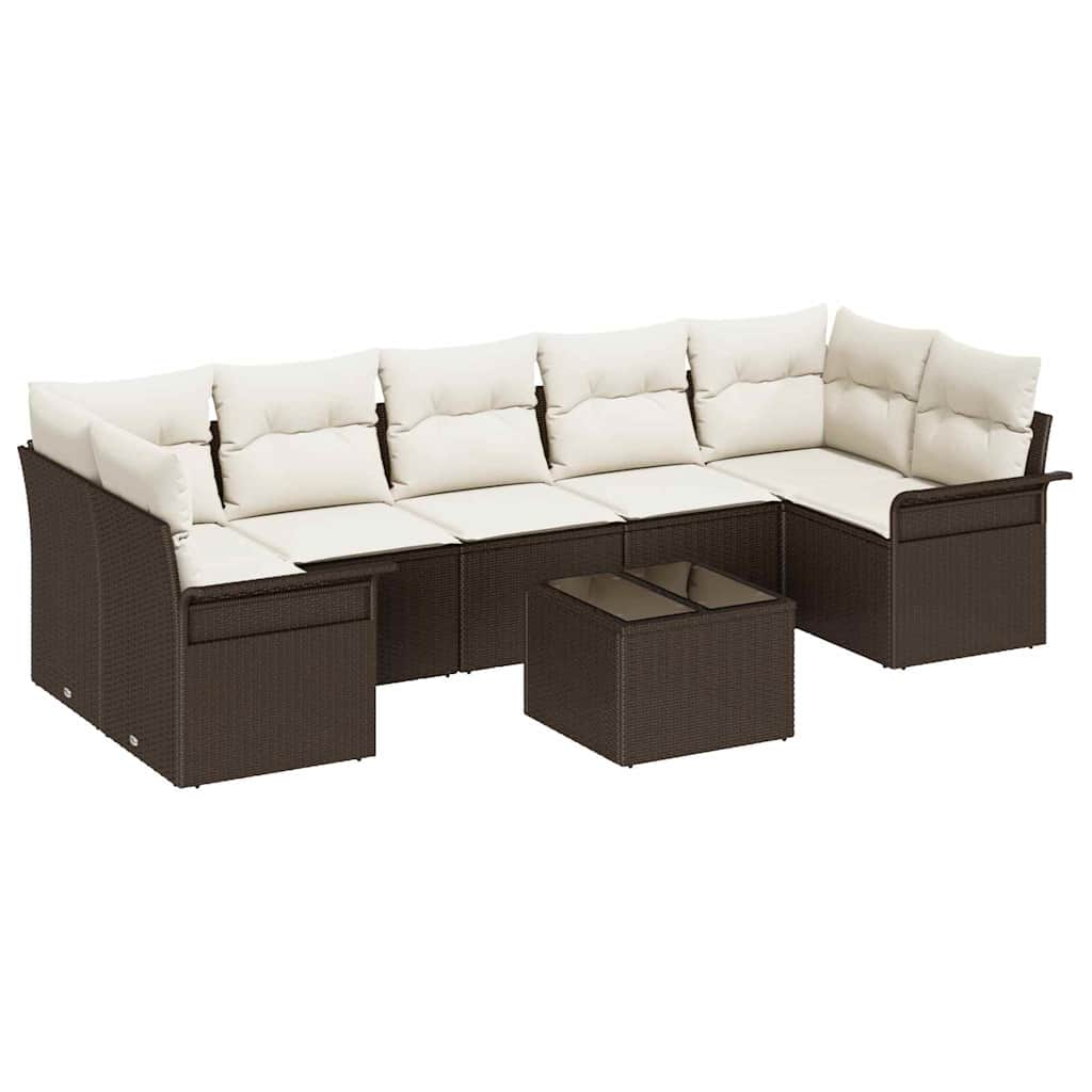Set Divano da Giardino 8 pcs Marrone e Crema polyrattan | homemem39
