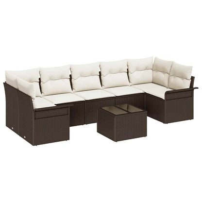 Set Divano da Giardino 8 pcs Marrone e Crema polyrattan | homemem39
