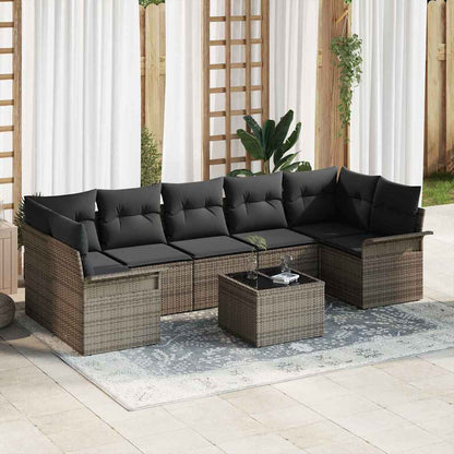 Set Divano da Giardino con cuscino 8 pcs Grigio polyrattan | homemem39