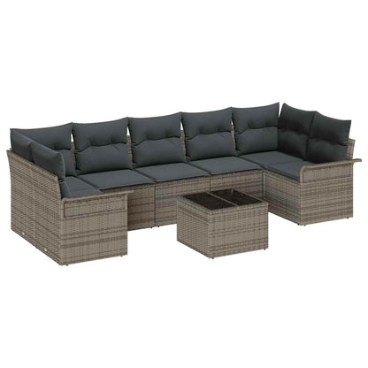 Set Divano da Giardino con cuscino 8 pcs Grigio polyrattan | homemem39